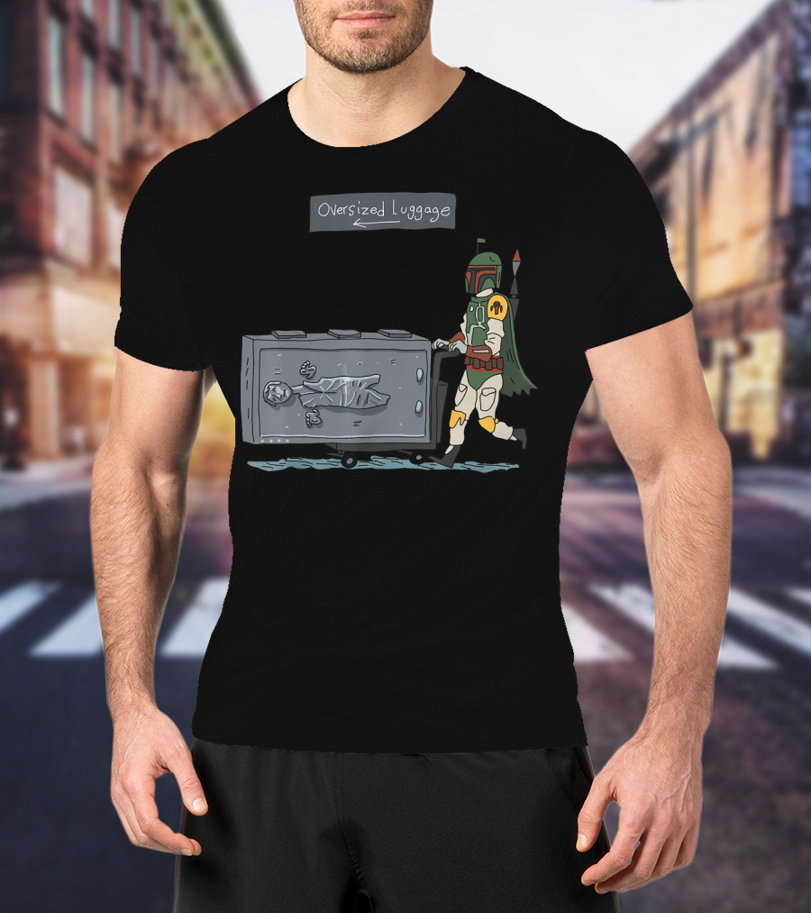 Star Wars Boba Fett Pushing Han Solo Carbonite Oversized Luggage T-Shirt