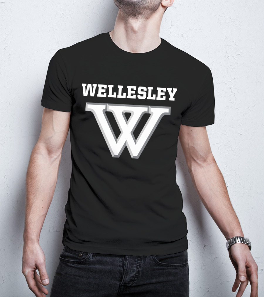 Wellesley College NCAA Bold Lettering And Iconic W T-Shirt