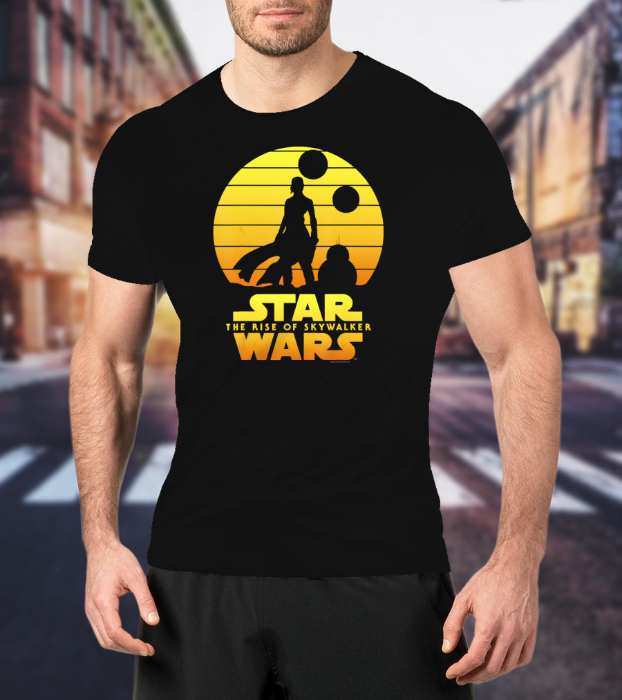Star Wars The Rise Of Skywalker Rey BB Silhouette Sunset Scene T-Shirt