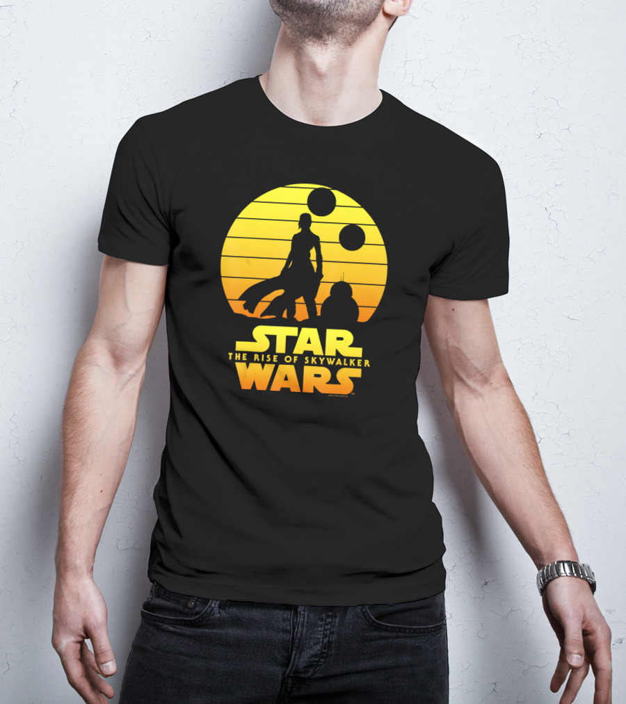 Star Wars The Rise Of Skywalker Rey BB Silhouette Sunset Scene T-Shirt