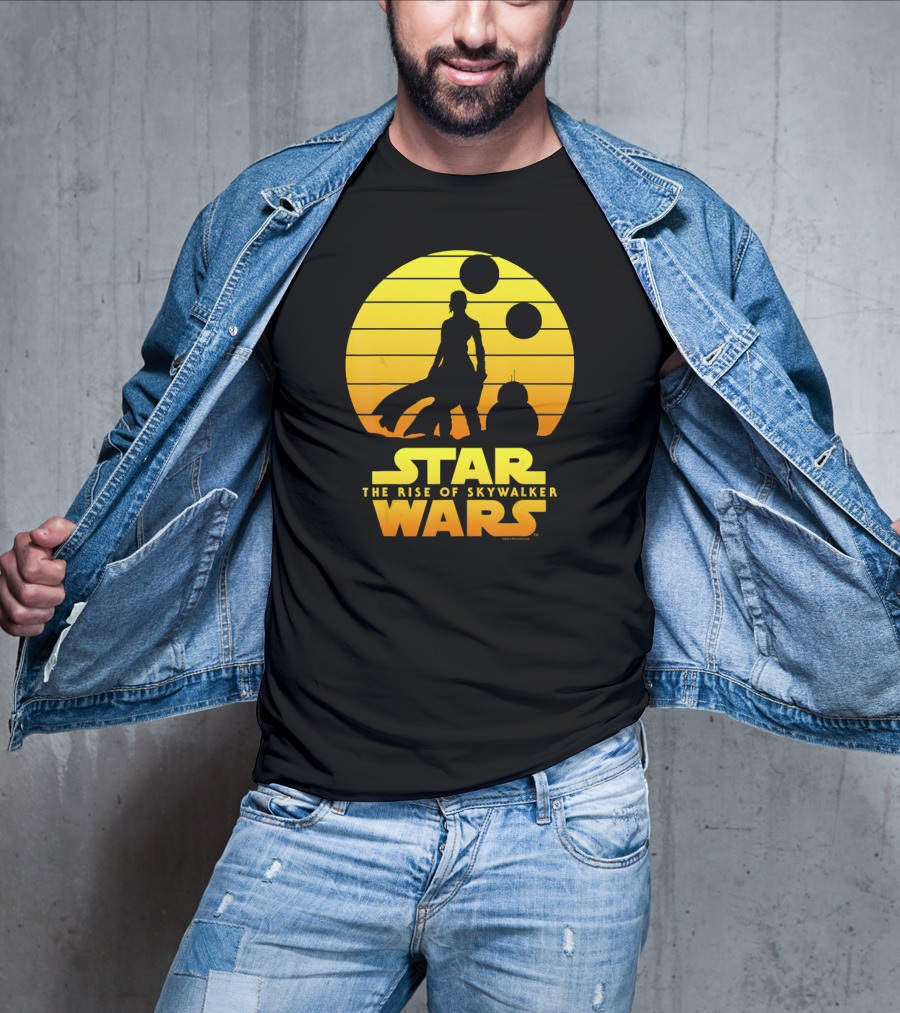 Star Wars The Rise Of Skywalker Rey BB Silhouette Sunset Scene T-Shirt