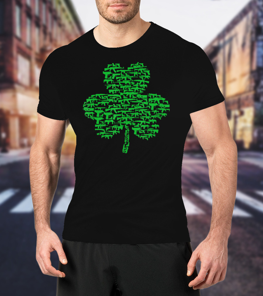 St Patrick's Day Clover Made Of Guns T-Shirt