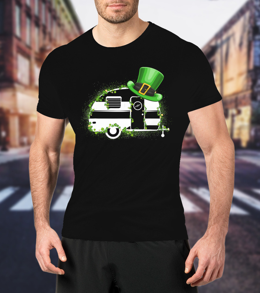 St Patrick's Day Leprechaun Hat Camper Van Adventure T-Shirt