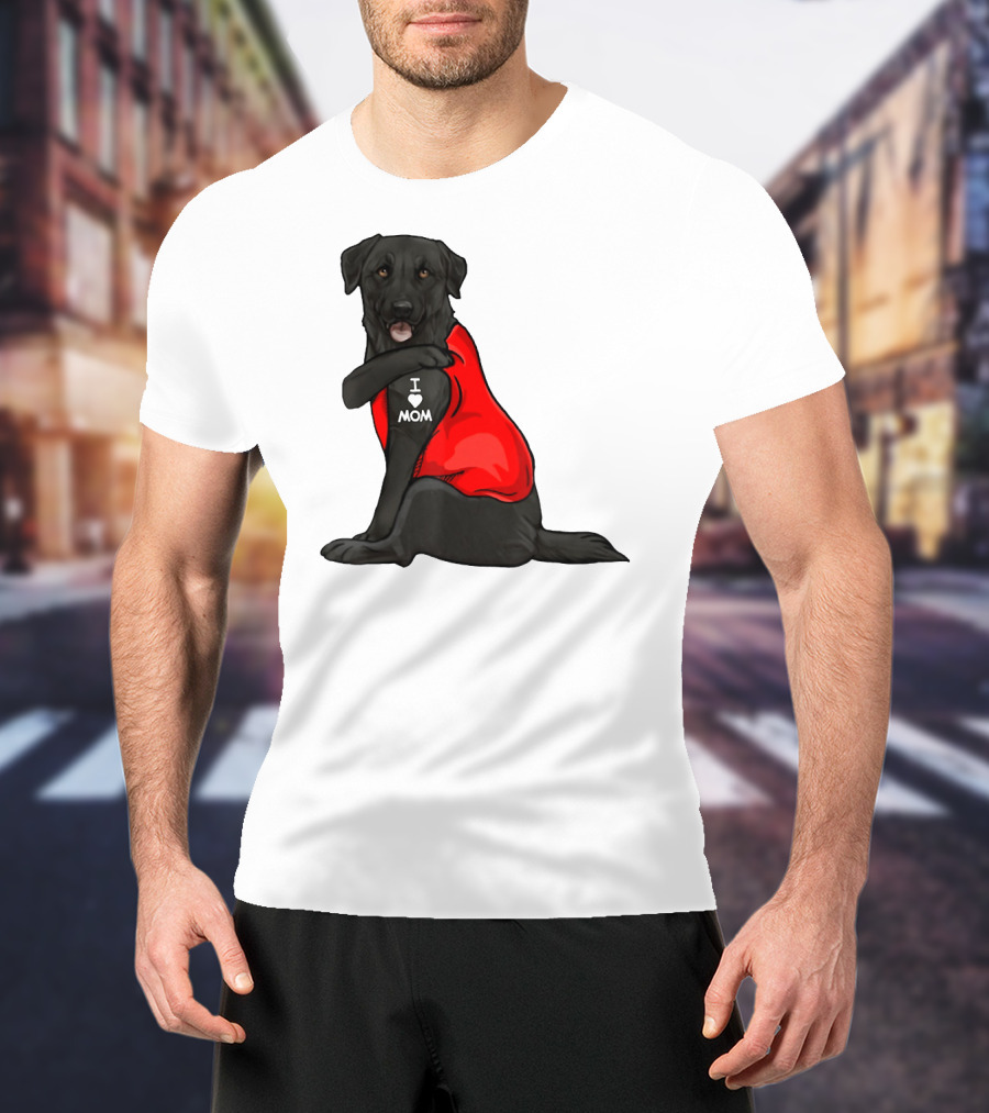 I Love Mom Funny Labrador Retriever Dog Tattoo Red T-Shirt