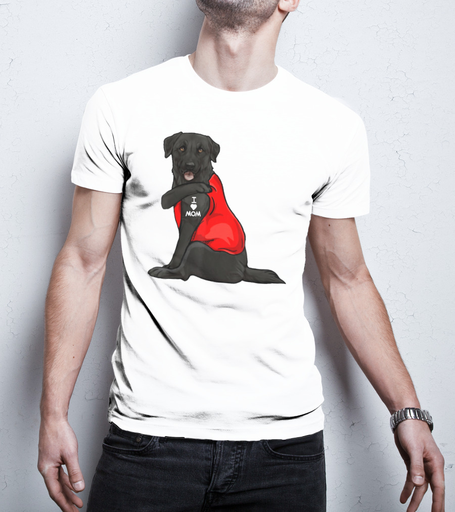 I Love Mom Funny Labrador Retriever Dog Tattoo Red T-Shirt