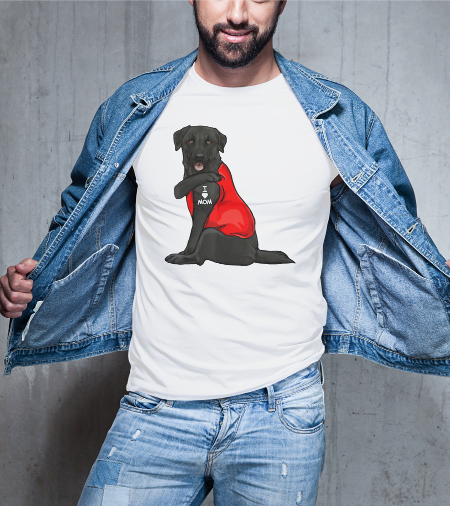 I Love Mom Funny Labrador Retriever Dog Tattoo Red T-Shirt