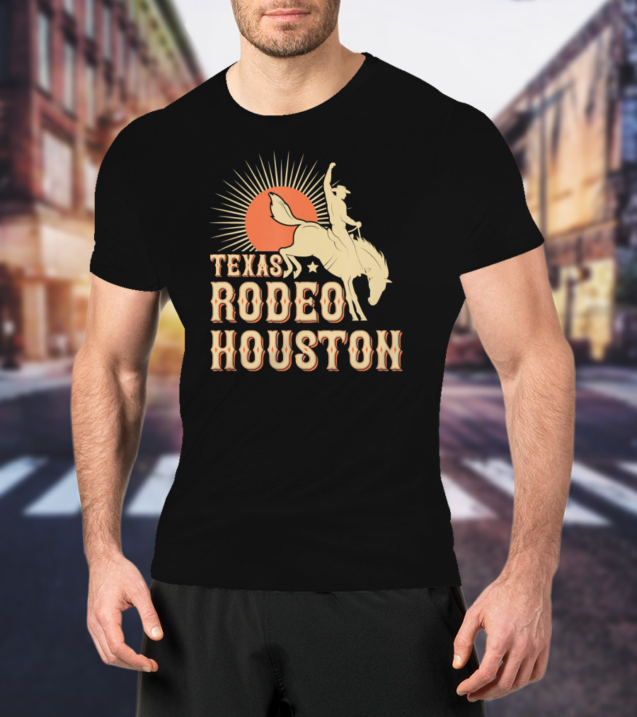 Texas Rodeo Houston Western Cowboy Sunburst Rider T-Shirt