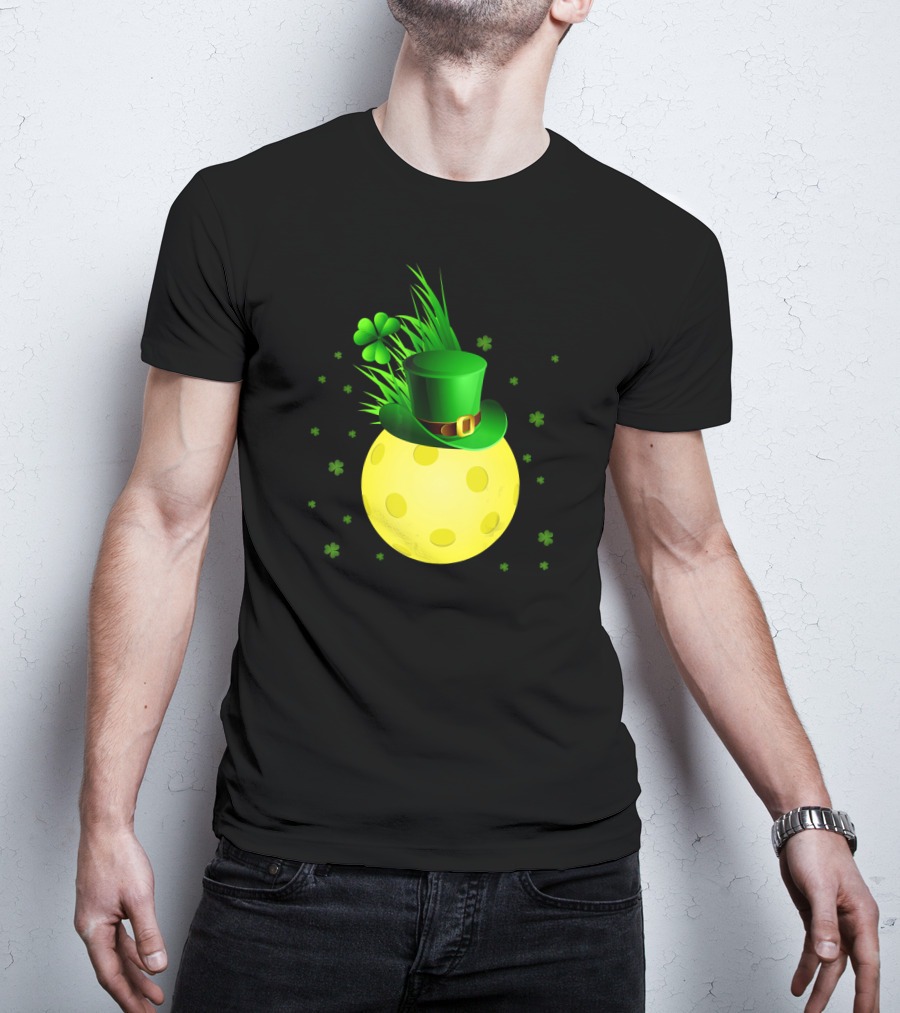 Leprechaun Pickleball Shamrock Hat Ball T-Shirt