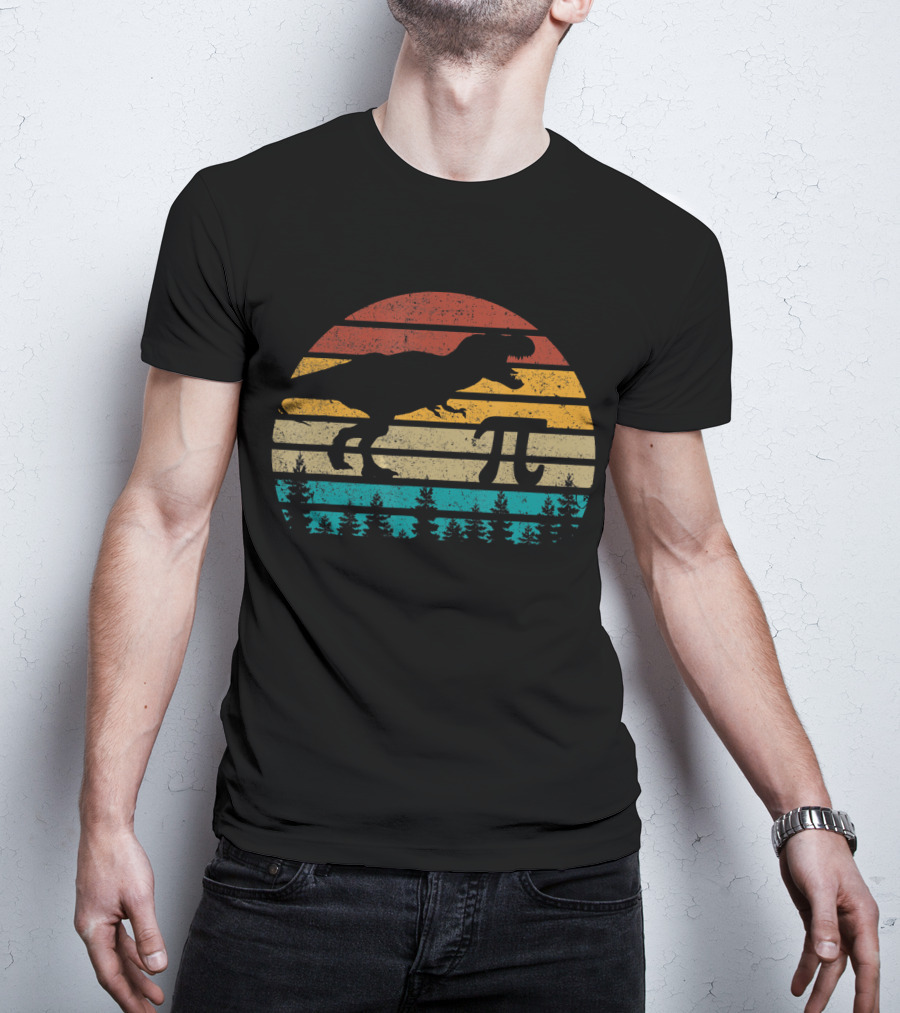 Pi Dinosaur Vintage Retro Funny Pi Day Math T-Shirt