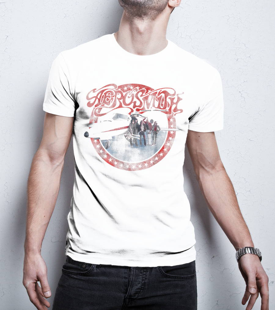 Aerosmith AEROplane Retro Star Circle With Band And Jet T-Shirt
