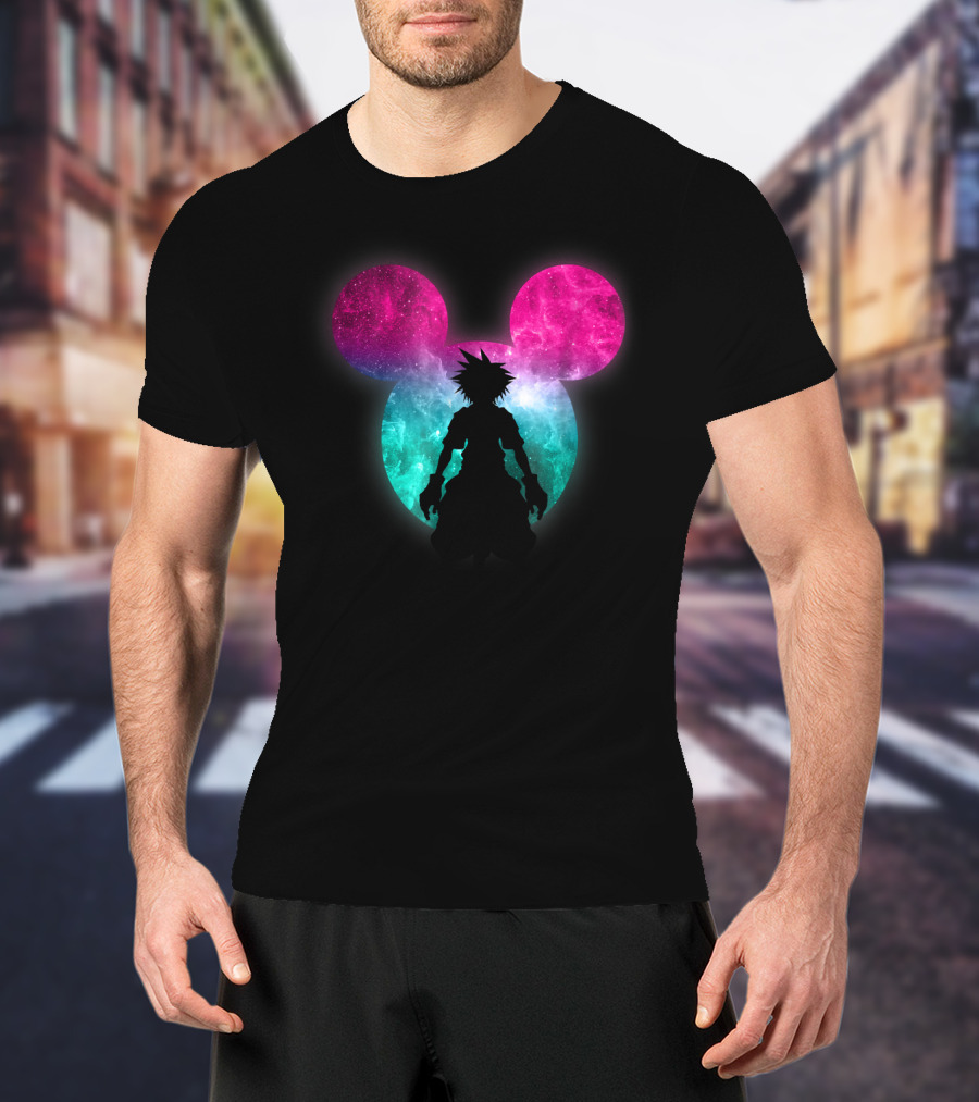 Disney Kingdom Hearts Galactic Mickey Mouse Silhouette Sora T-Shirt