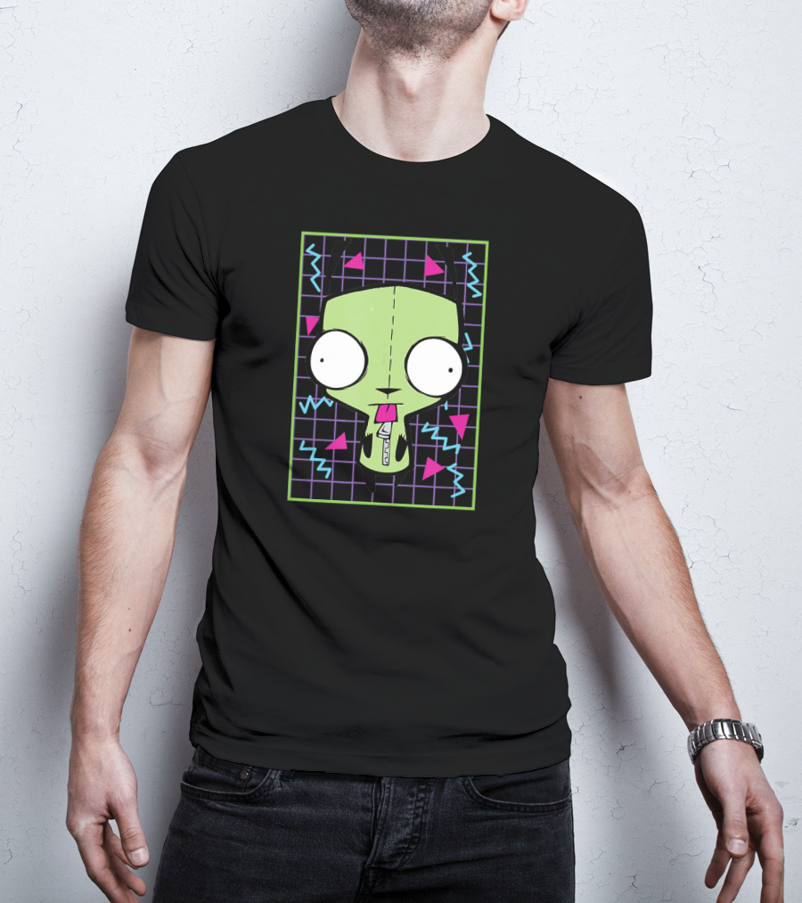Invader Zim Gir 90s Retro Geometric Neon Grid T-Shirt