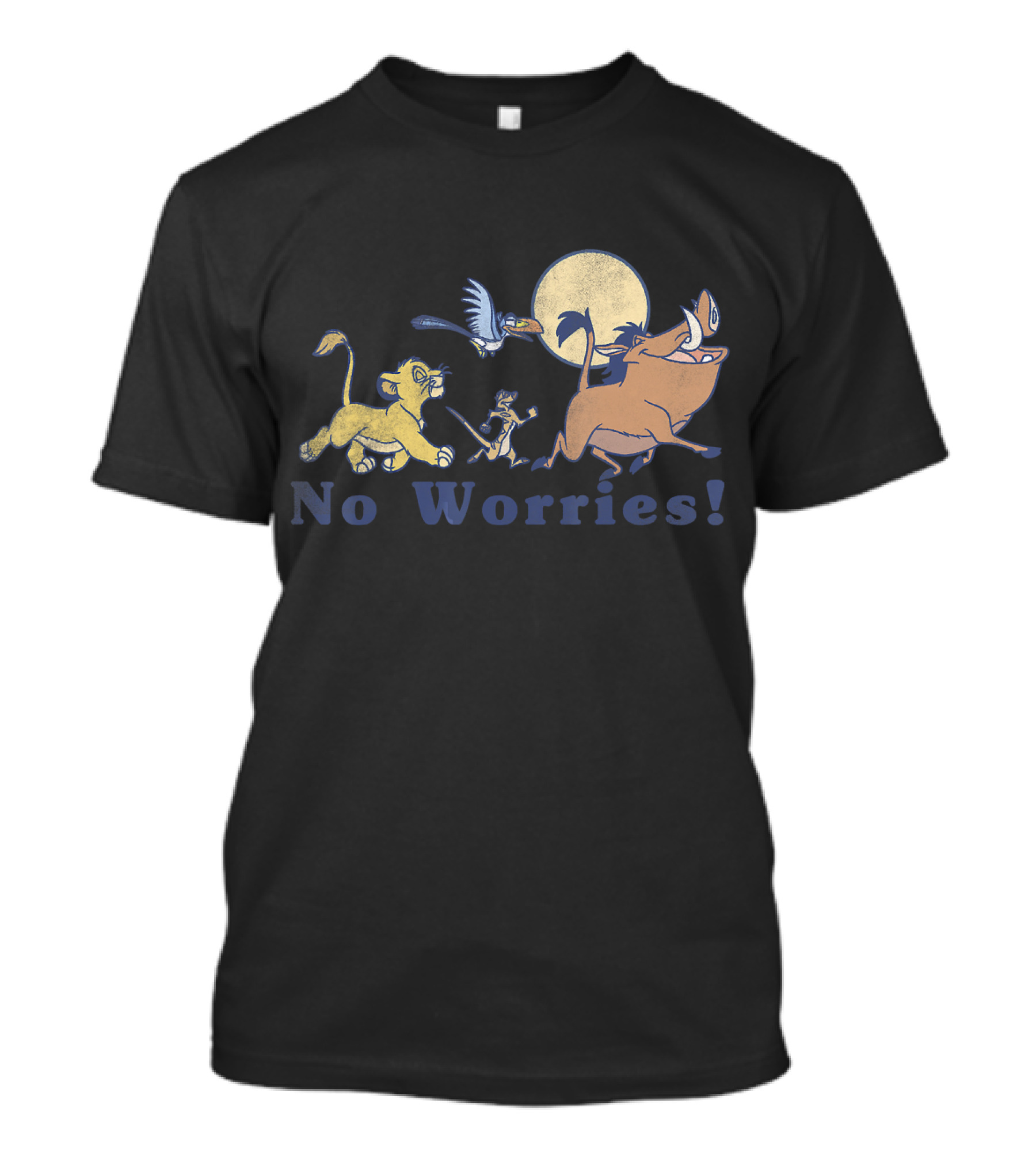 Disney Lion King No Worries Vintage Simba Timon Pumbaa Zazu Moon T-Shirt