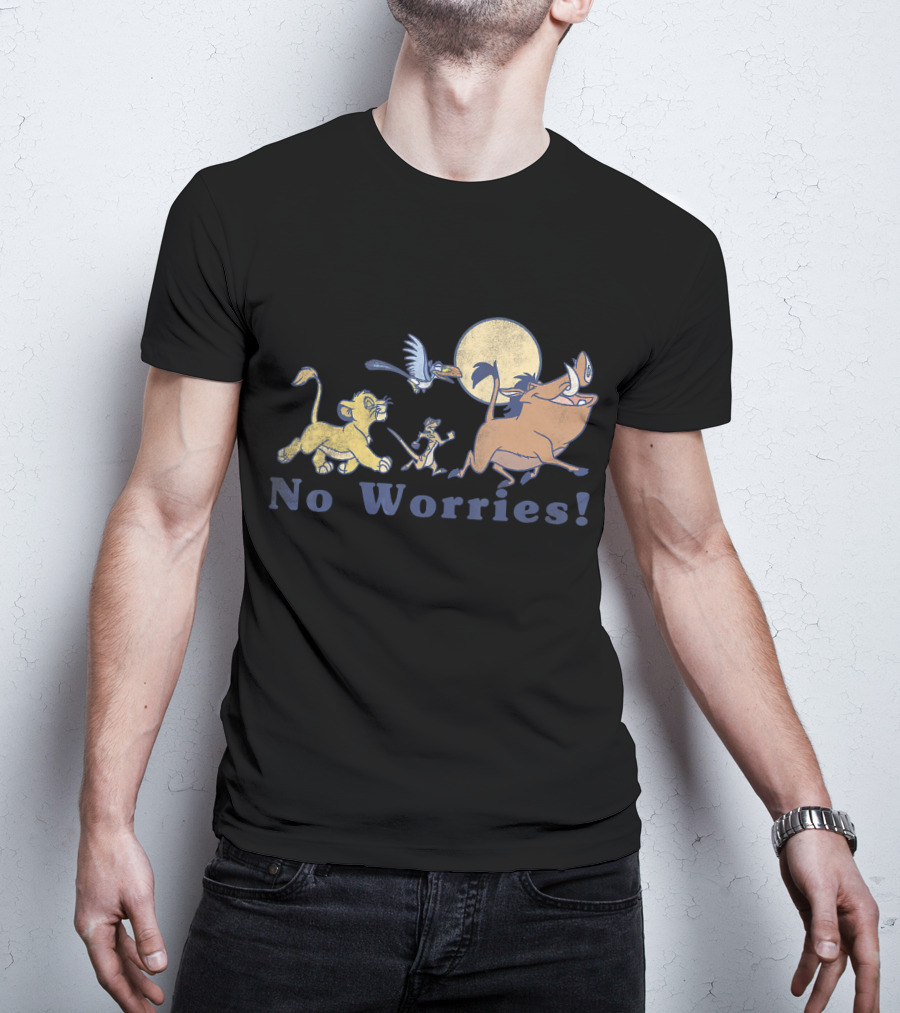 Disney Lion King No Worries Vintage Simba Timon Pumbaa Zazu Moon T-Shirt