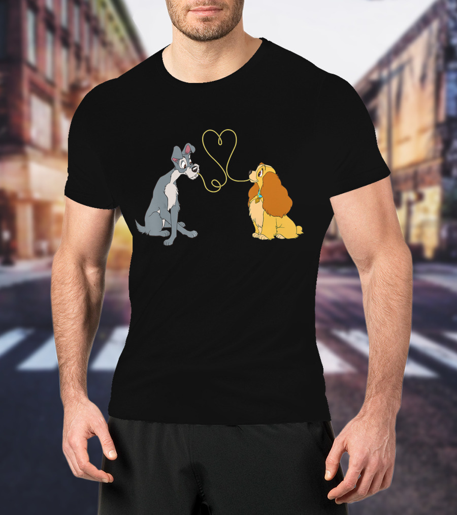 Disney Lady And The Tramp Bella Notte Spaghetti Heart Scene T-Shirt