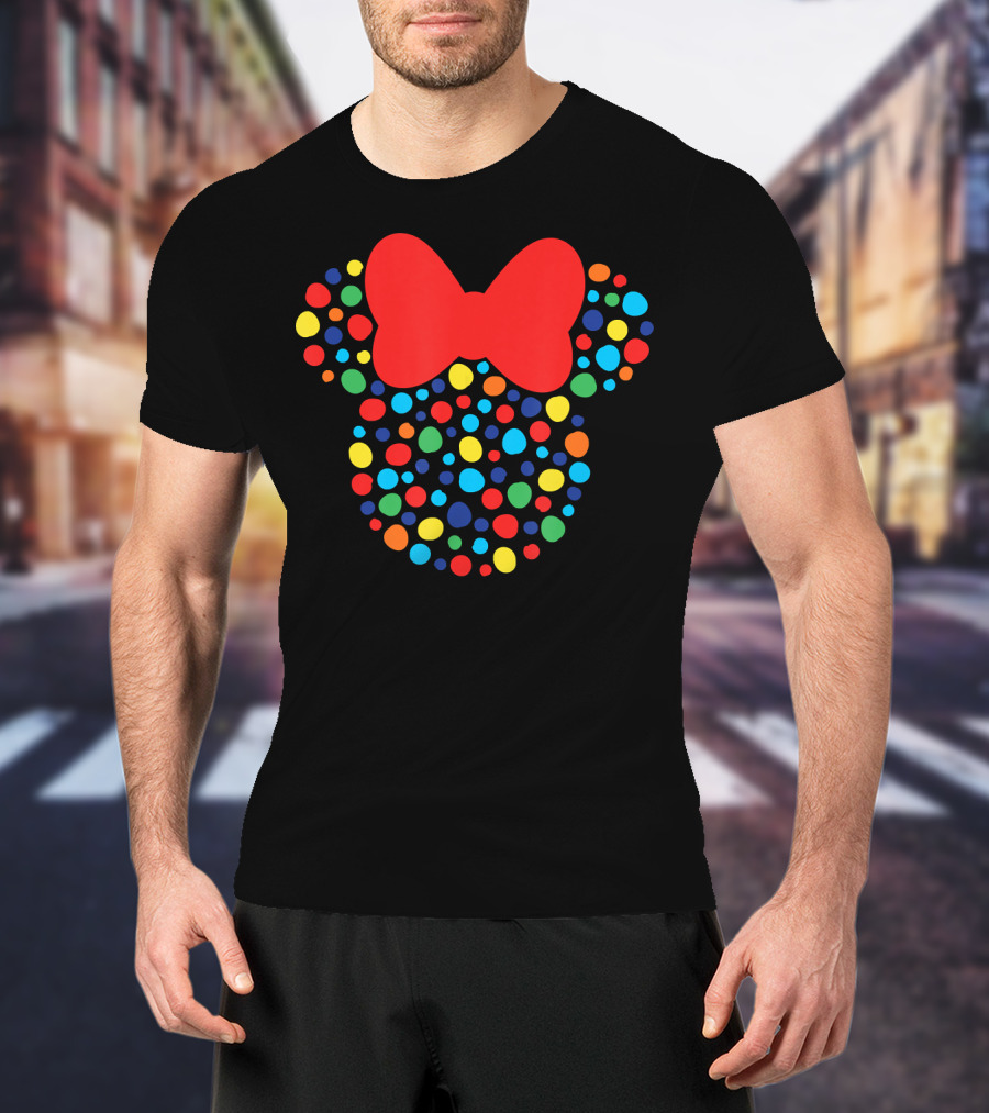 Disney Minnie Mouse Polka Dot Rainbow Bow T-Shirt