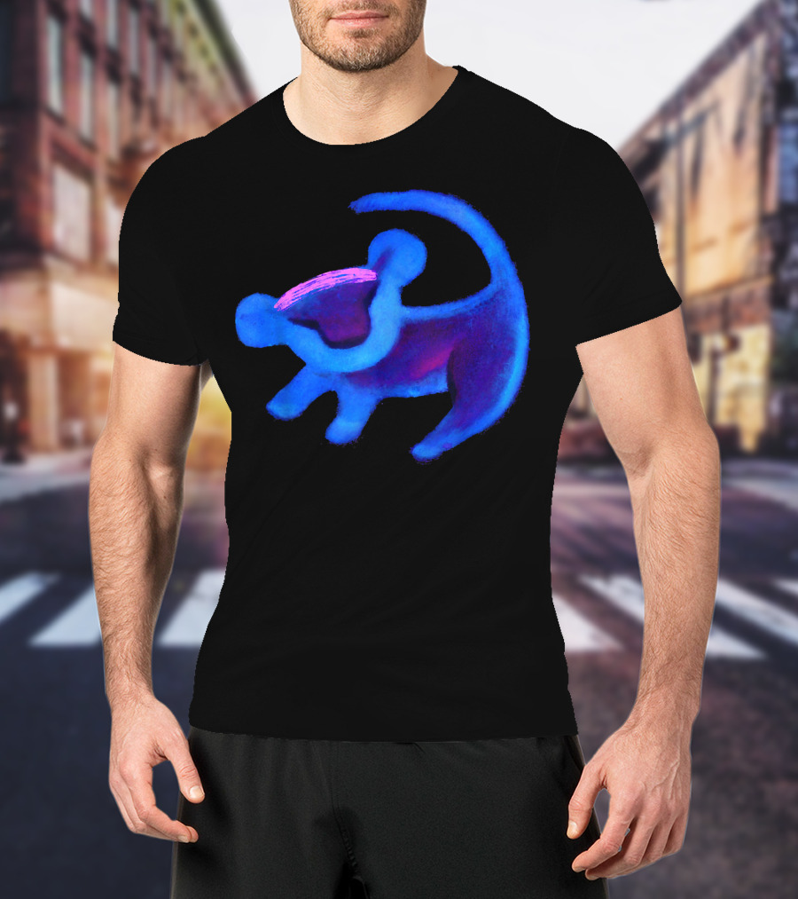 Disney Lion King Simba Neon Blue Cave Painting Hue T-Shirt