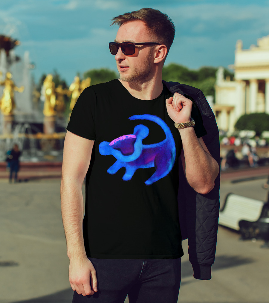 Disney Lion King Simba Neon Blue Cave Painting Hue T-Shirt