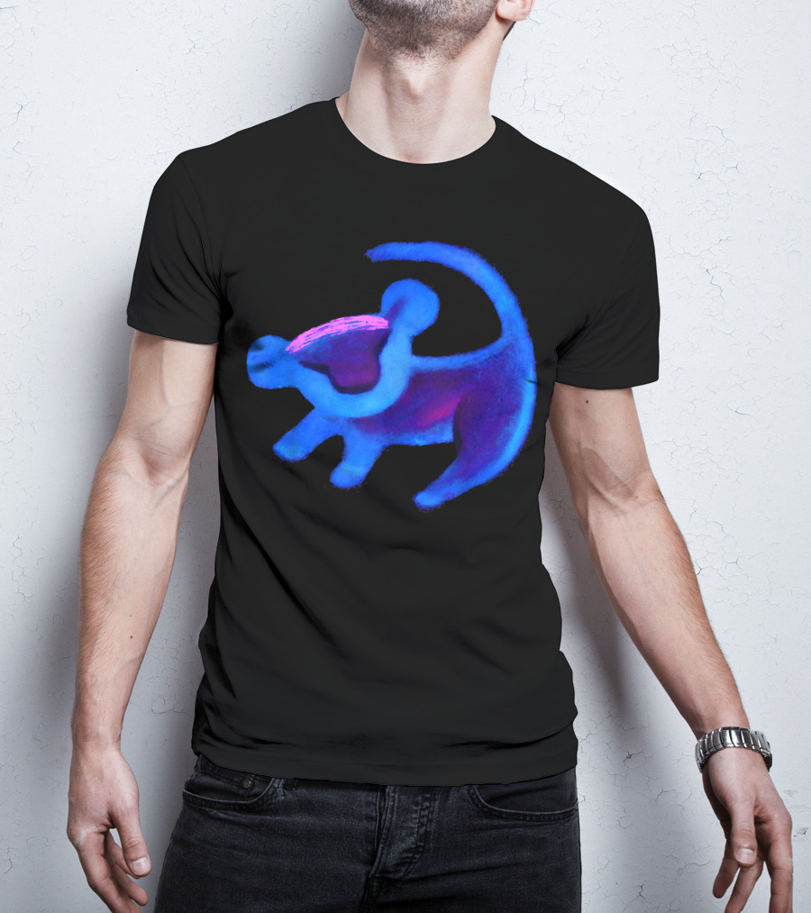 Disney Lion King Simba Neon Blue Cave Painting Hue T-Shirt
