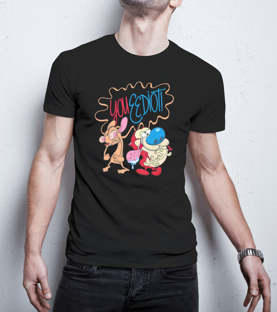 Ren And Stimpy You Eediot With Colorful Speech Bubble T-Shirt