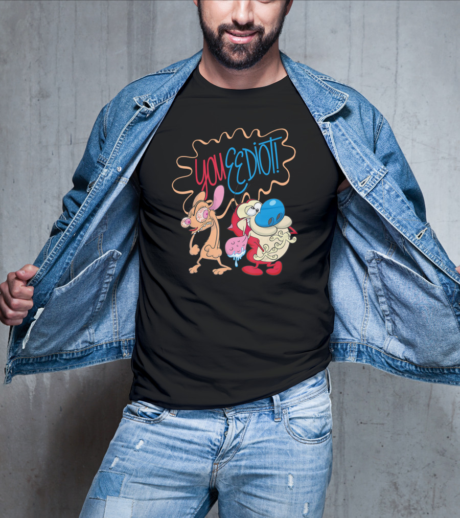 Ren And Stimpy You Eediot With Colorful Speech Bubble T-Shirt
