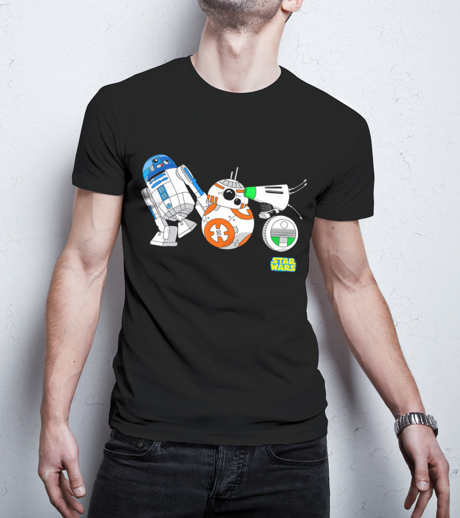 Star Wars The Rise Of Skywalker Droid Cartoon Lineup R2-D2 BB-8 D-O T-Shirt