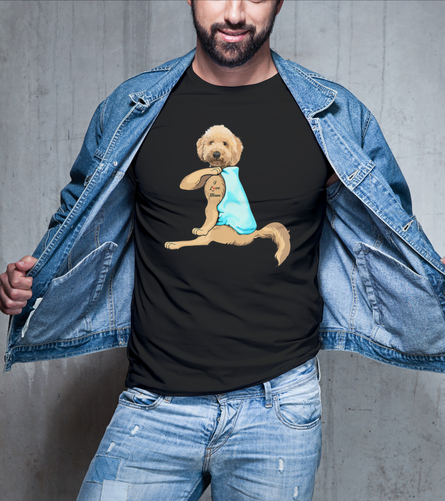 Funny Dog Goldendoodle I Love Mom Tattoo T-Shirt