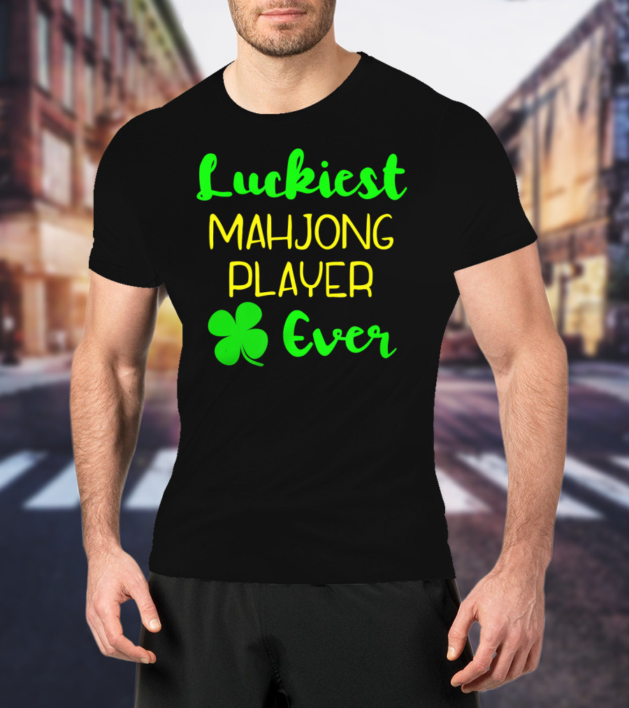 Luckiest Mahjong Player Ever St Patrick's Day Irish Clover T-Shirt