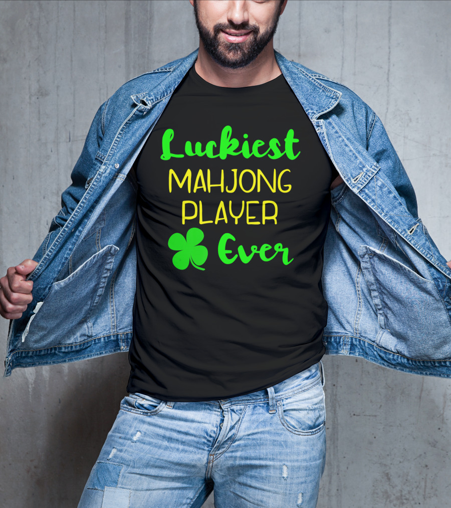 Luckiest Mahjong Player Ever St Patrick's Day Irish Clover T-Shirt