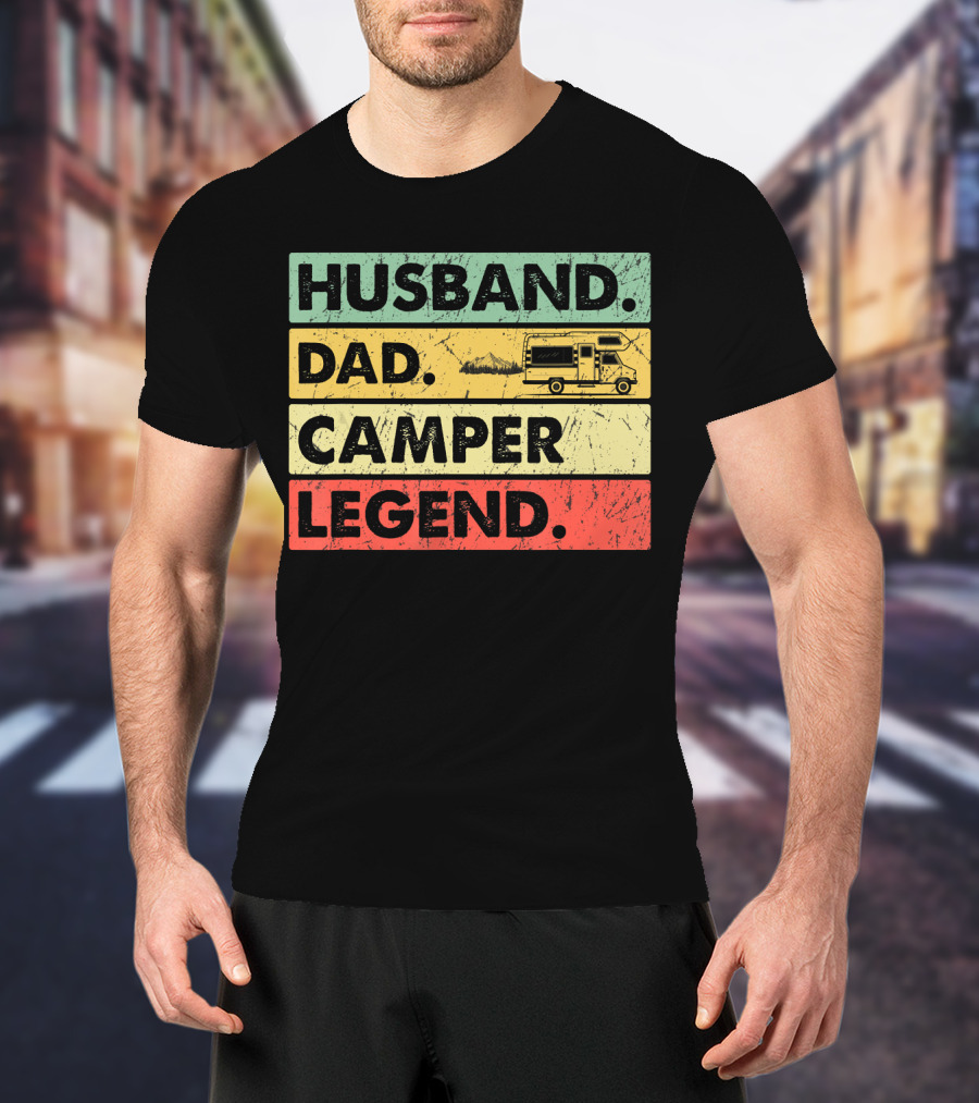 Husband Dad Camper Legend Vintage Retro Camping RV T-Shirt