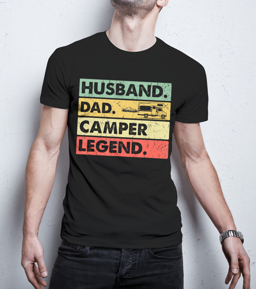 Husband Dad Camper Legend Vintage Retro Camping RV T-Shirt