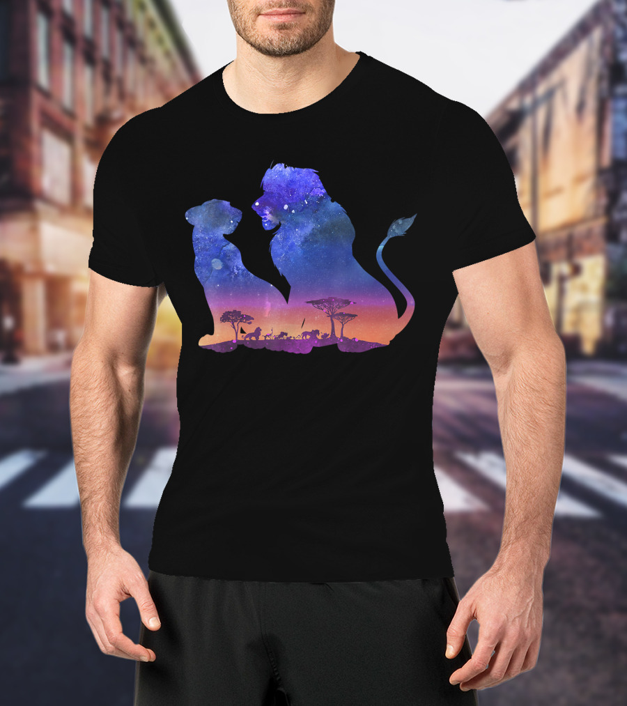 Disney The Lion King Simba And Nala Starry Savannah Silhouette Scene T-Shirt