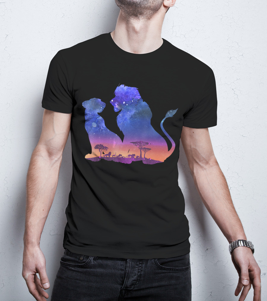 Disney The Lion King Simba And Nala Starry Savannah Silhouette Scene T-Shirt