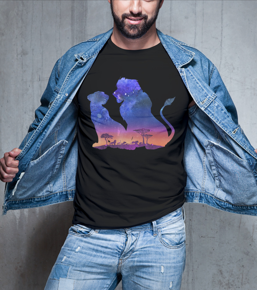 Disney The Lion King Simba And Nala Starry Savannah Silhouette Scene T-Shirt