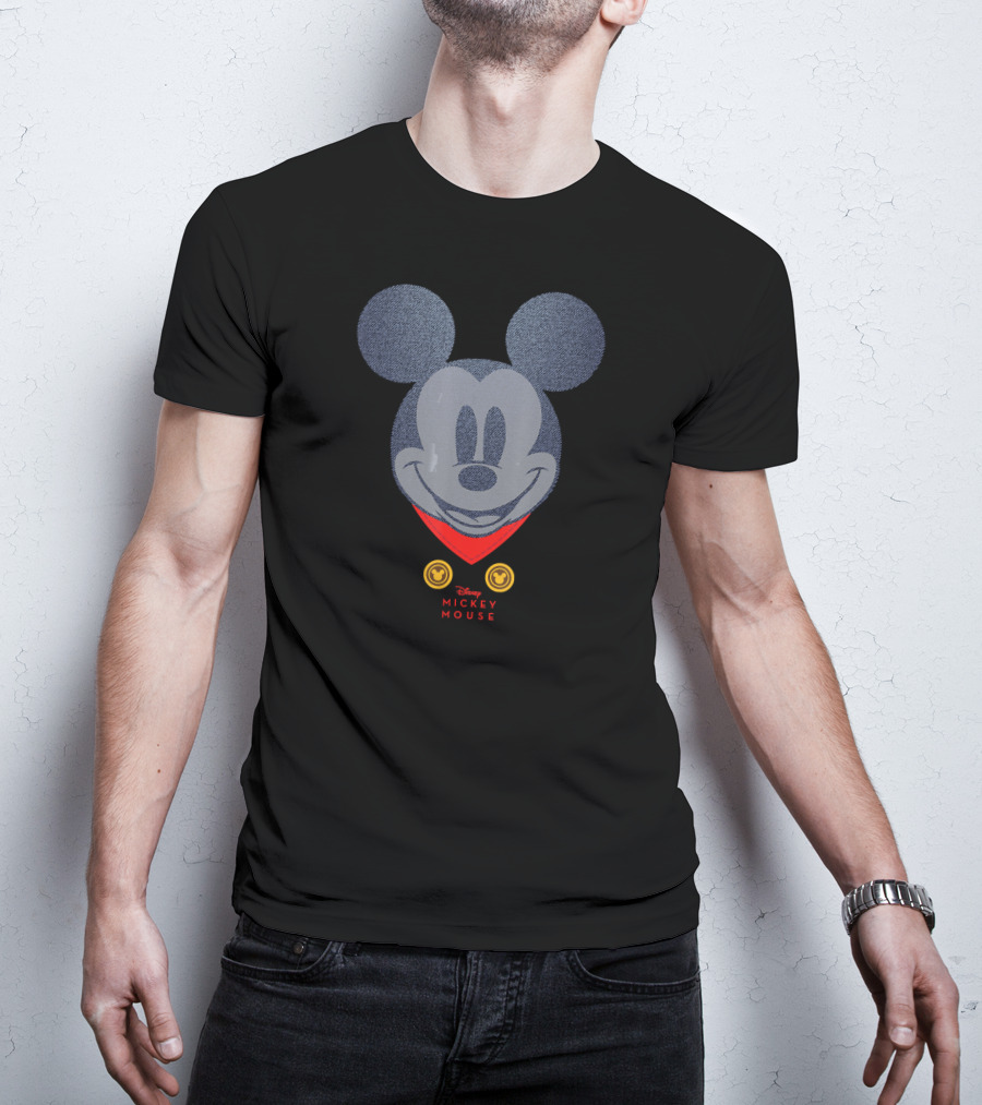 Disney Year Of The Mouse Engineer Mickey March Denim Graphic With Mickey Mouse Badge T-Shirt
