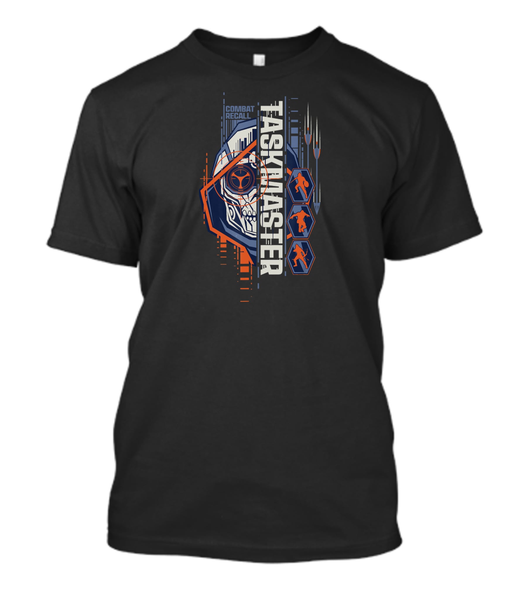 Marvel Black Widow Taskmaster Mask Combat Recall Iconic Symbols T-Shirt