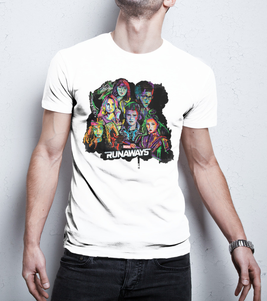 Marvel Runaways Vibrant Character Portraits Group Shot T-Shirt