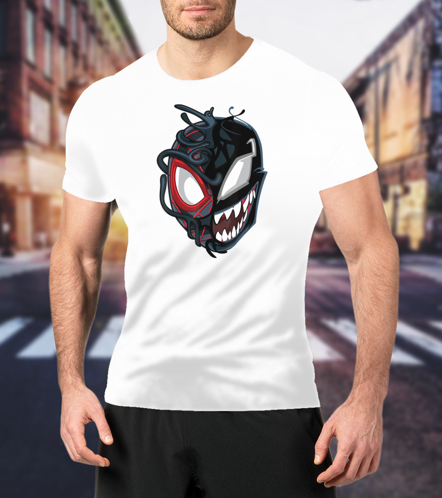 Marvel Maximum Venom Spider-Man Miles Morales Half Venom Face T-Shirt