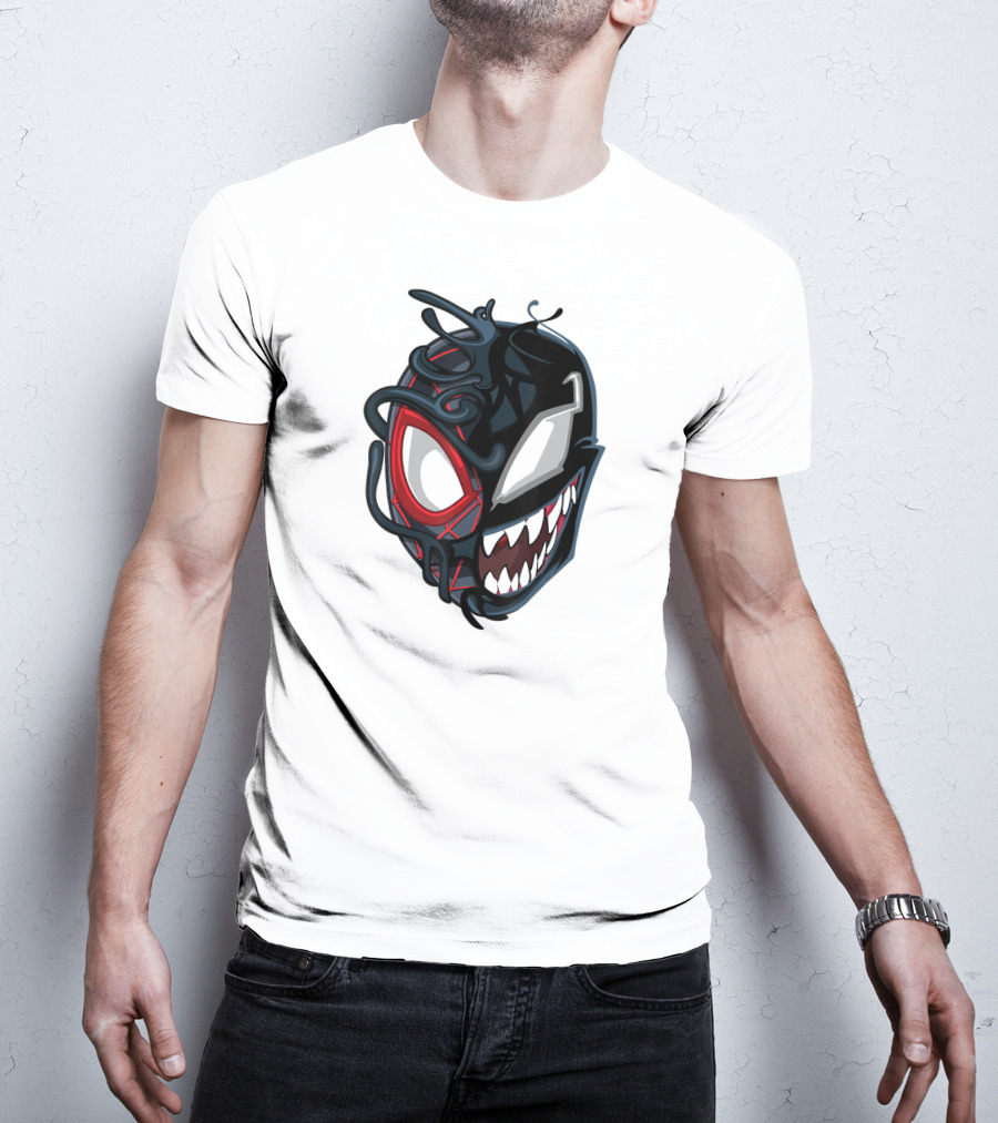 Marvel Maximum Venom Spider-Man Miles Morales Half Venom Face T-Shirt