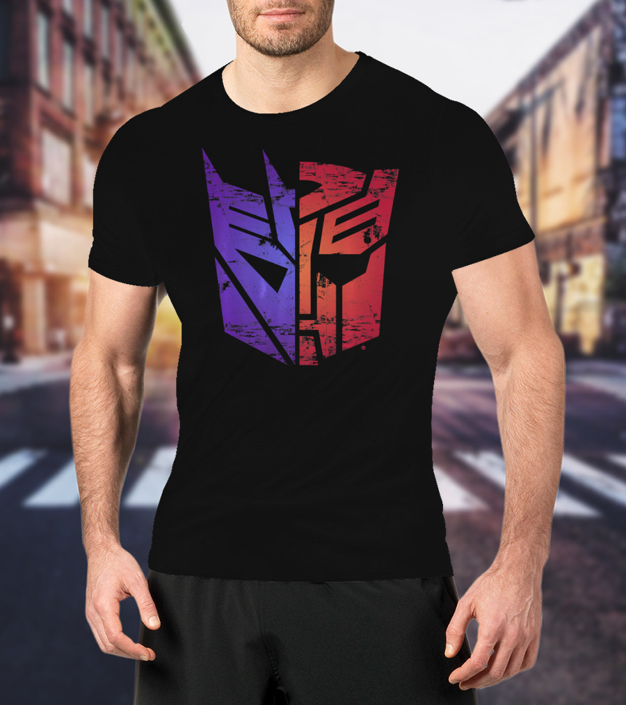 Transformers Decepticon Autobot Split Purple Red T-Shirt