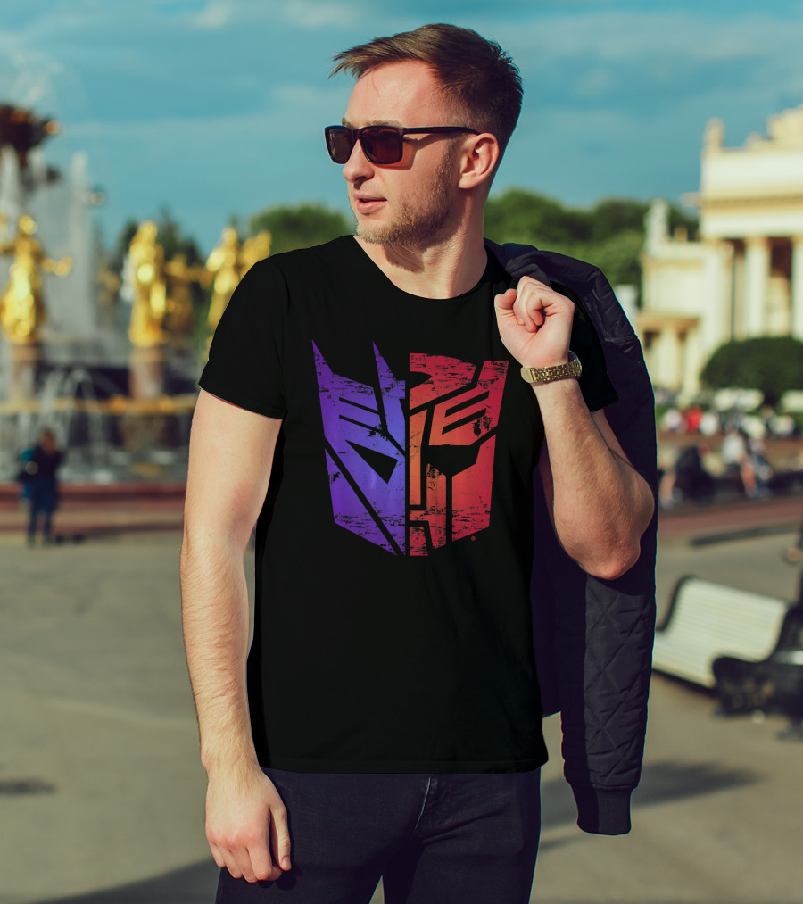 Transformers Decepticon Autobot Split Purple Red T-Shirt