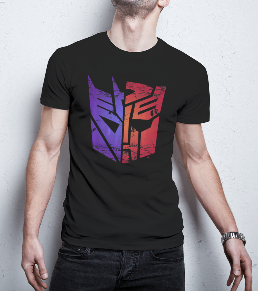 Transformers Decepticon Autobot Split Purple Red T-Shirt