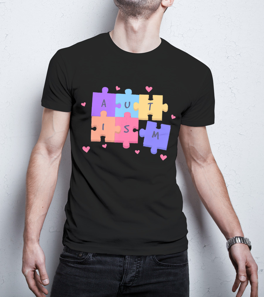Autism Puzzle Heart Awareness Teacher T-Shirt