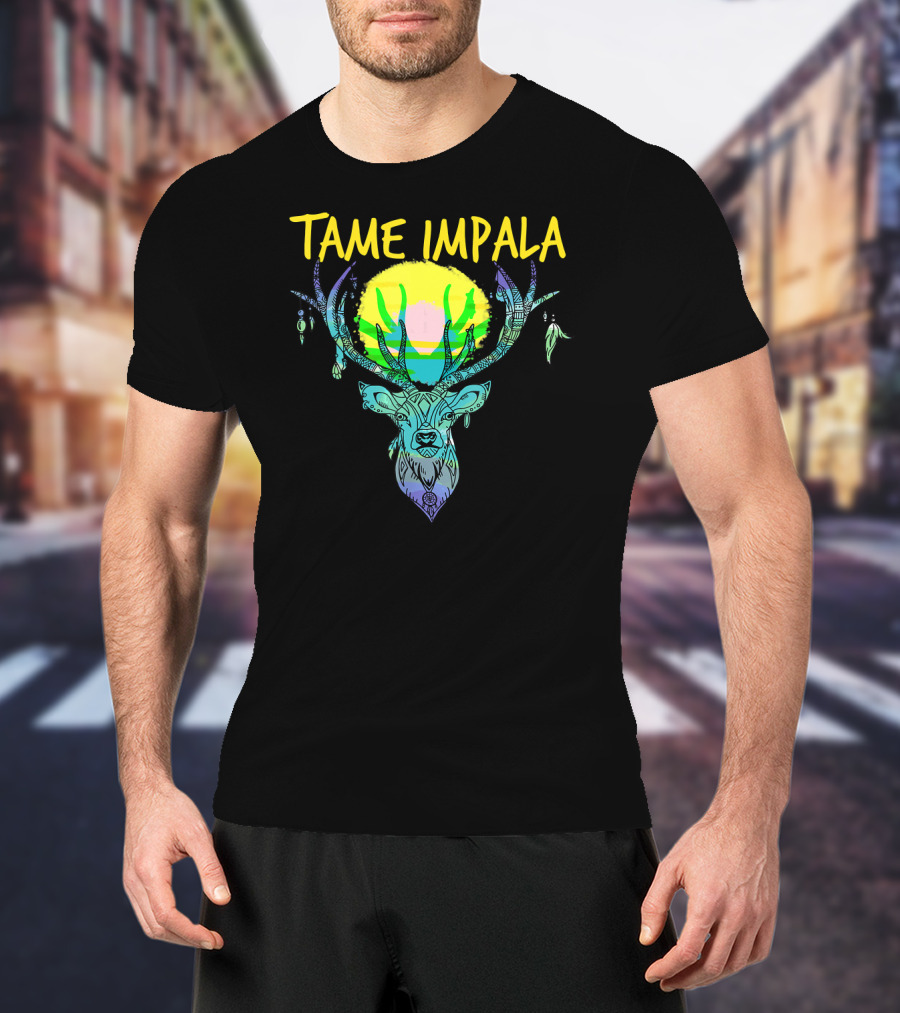 Tame Impala Deer Antlers Sunburst Psychedelic T-Shirt