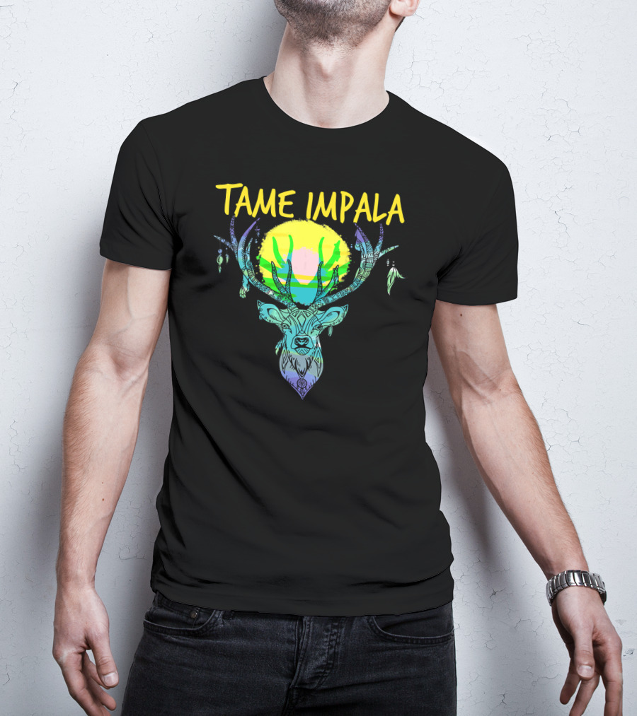 Tame Impala Deer Antlers Sunburst Psychedelic T-Shirt