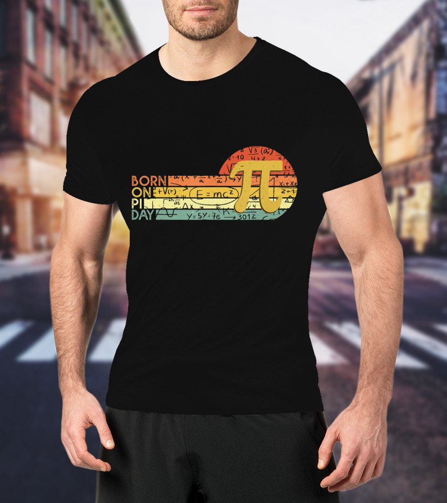 Born On Pi Day Math Equations Vintage Sunset Pi T-Shirt
