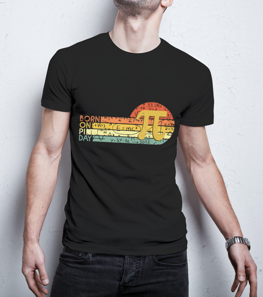 Born On Pi Day Math Equations Vintage Sunset Pi T-Shirt