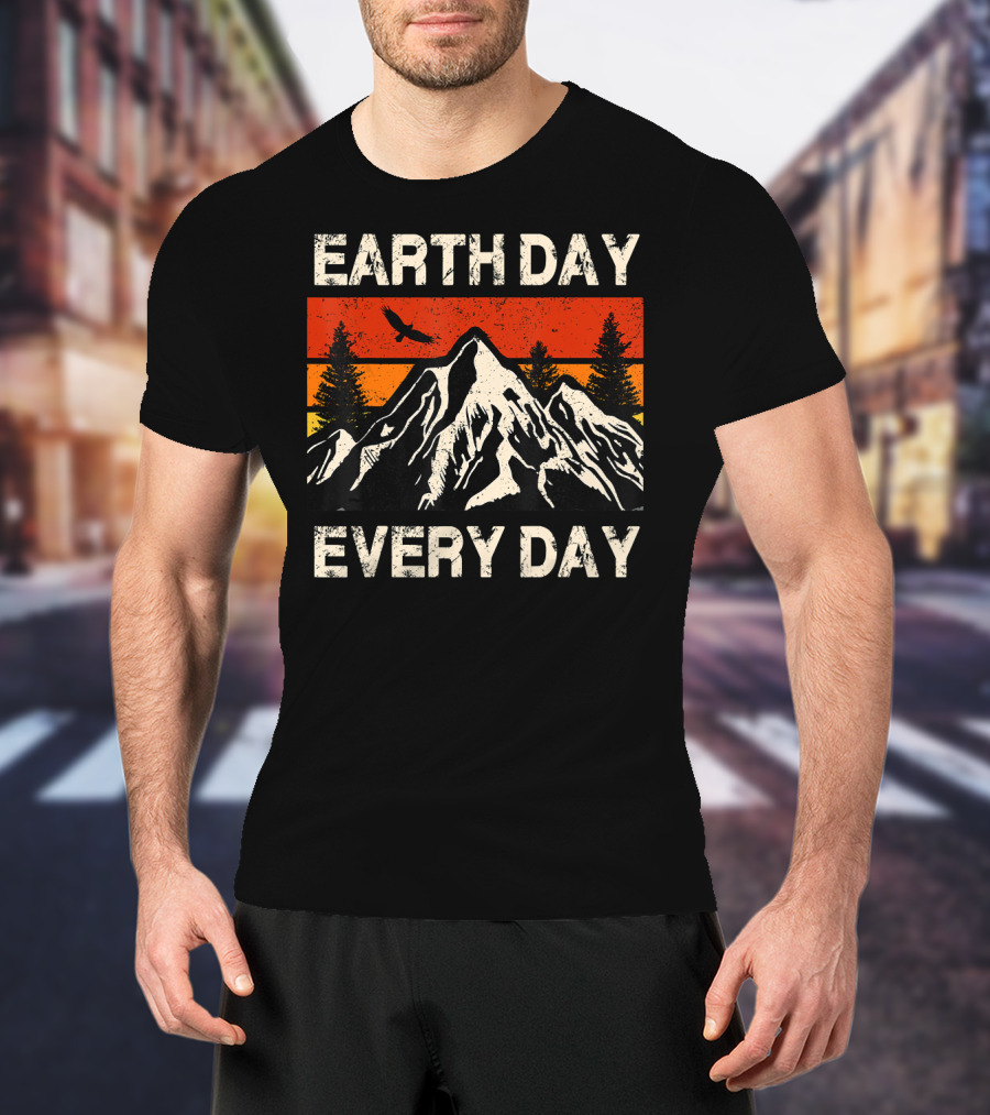 EARTH DAY EVERY DAY Mountain Sunset Forest Eagle T-Shirt