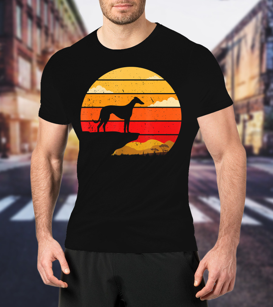Vintage Italian Greyhound Silhouette Scenic Sunset T-Shirt