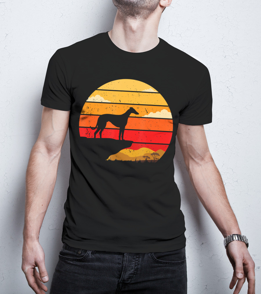 Vintage Italian Greyhound Silhouette Scenic Sunset T-Shirt